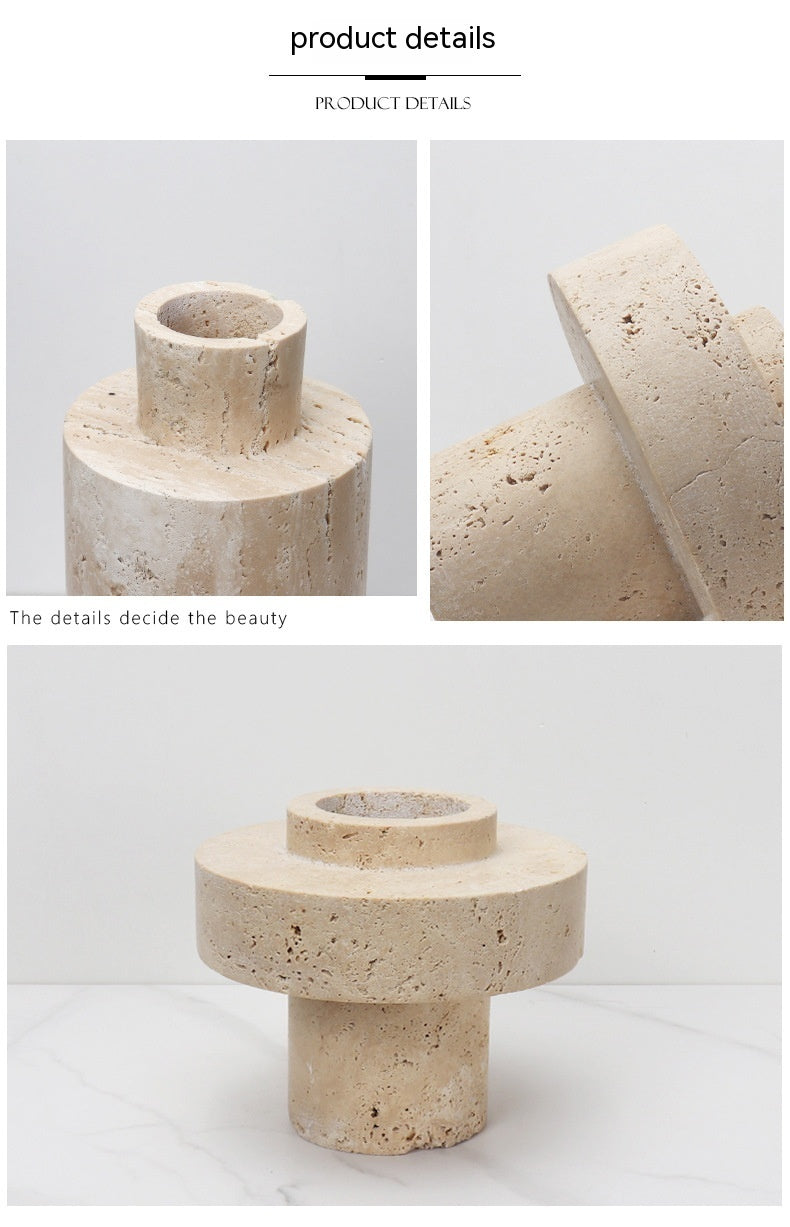 Natural Yellow Cave Stone Home Living Room Console Tables Soft Decoration Straight Vase