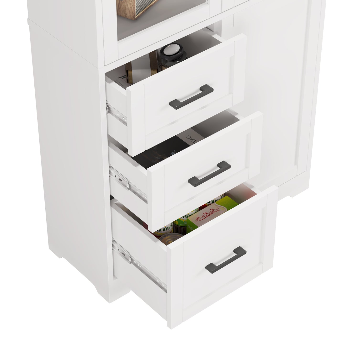 White Display Cabinet – 3 Doors, 3 Drawers, 5-Tier Shelving