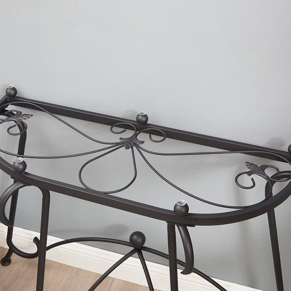 Console Table with Tempered Glass Top