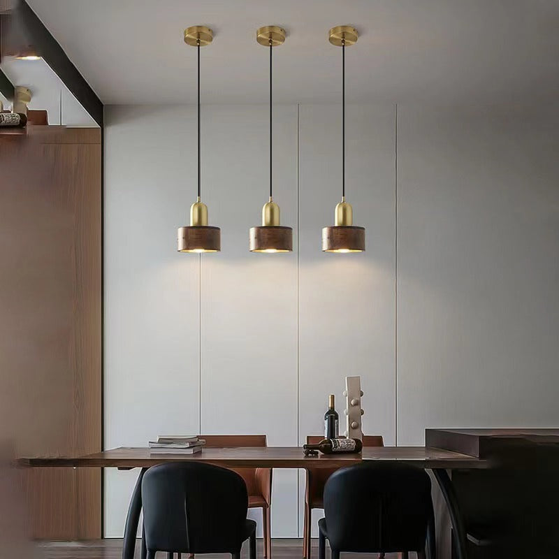 Vintage Brass Walnut Solid Wood Copper Lamps