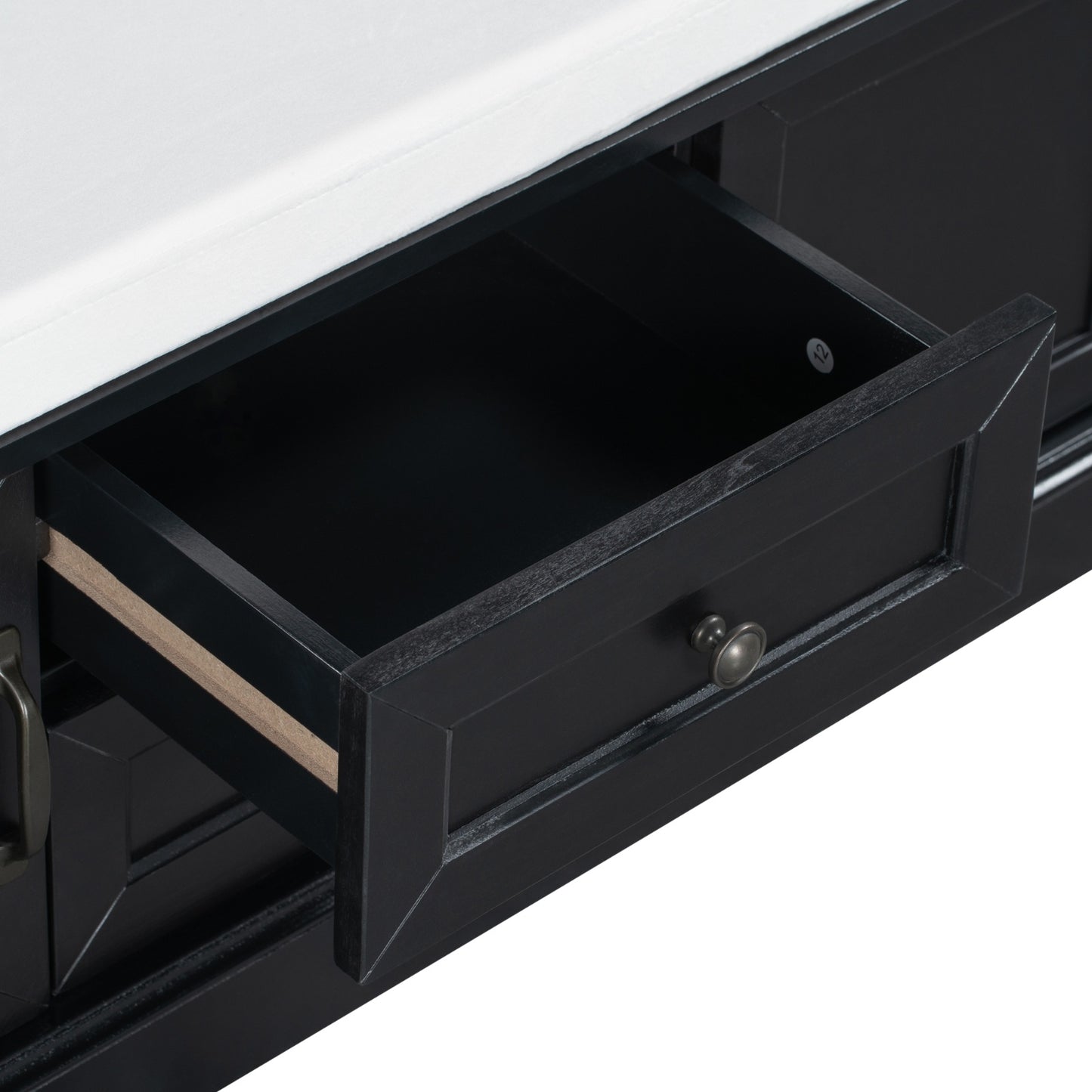 TREXM Storage Bench – Drawers, Cabinets & Removable Cushion for Living Room