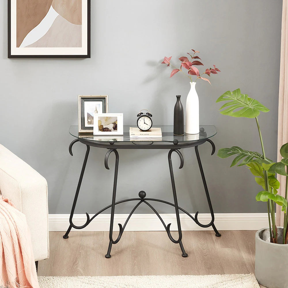 Console Table with Tempered Glass Top