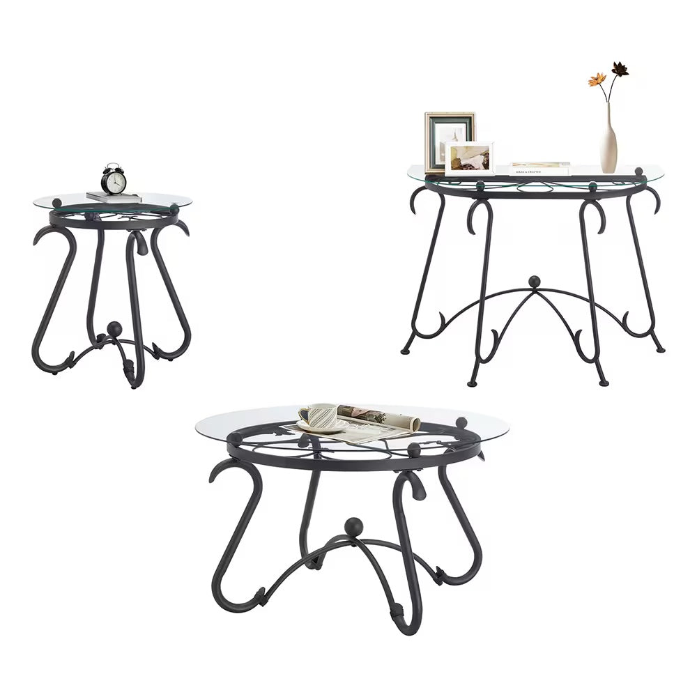 Console Table with Tempered Glass Top