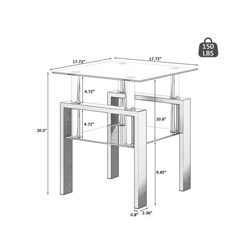 Modern Square Glass 1-Piece Coffee Table