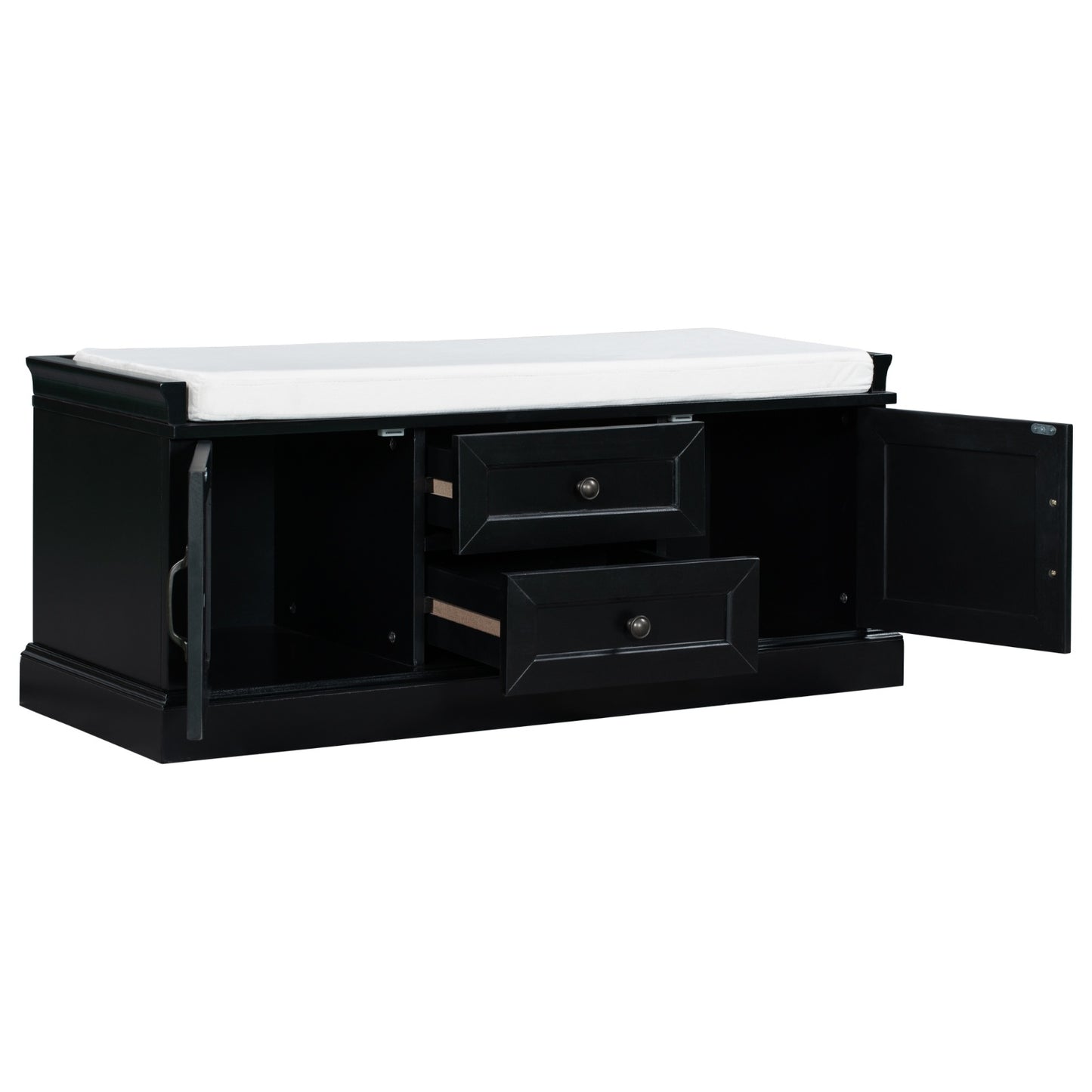 TREXM Storage Bench – Drawers, Cabinets & Removable Cushion for Living Room