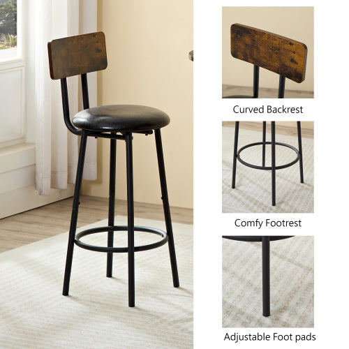 Three Piece Two Cushioned Bar Chairs With Backrests
