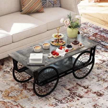 Retro Coffee Table with Sturdy Base