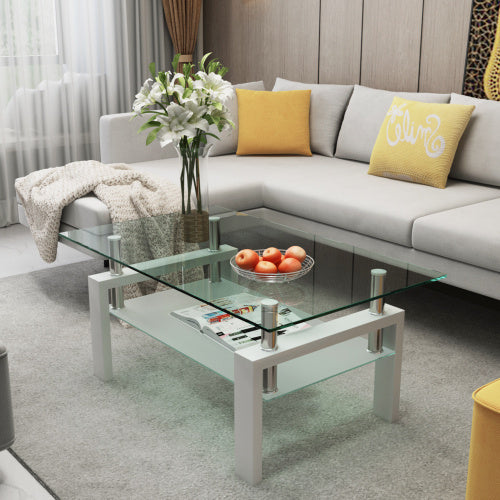 White & Clear Modern Coffee Table