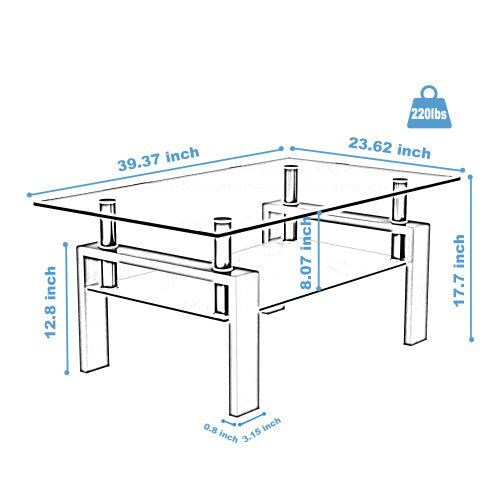 White & Clear Modern Coffee Table