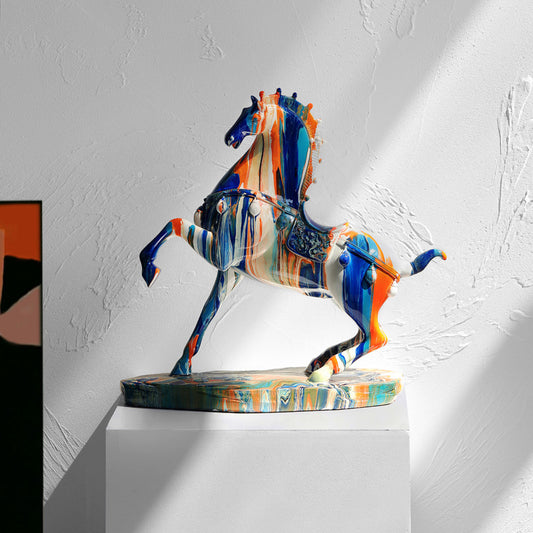 Nordic Style Splash Color Horse Resin Handicraft Ornaments Creative Home Office Exhibition Hall Living Room Desktop Decorations