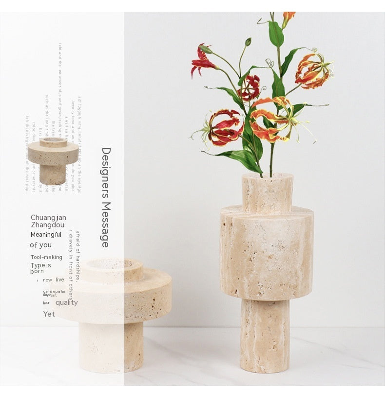 Natural Yellow Cave Stone Home Living Room Console Tables Soft Decoration Straight Vase