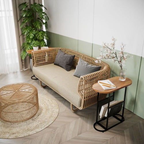 Acacia Oval Side Table – with Magazine Rack (Set of 2)