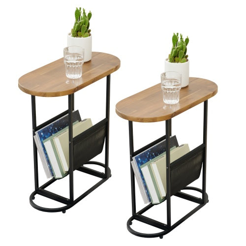 Acacia Oval Side Table – with Magazine Rack (Set of 2)