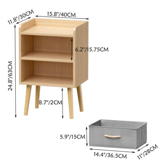 Bedside Table – With Foldable Fabric Drawers