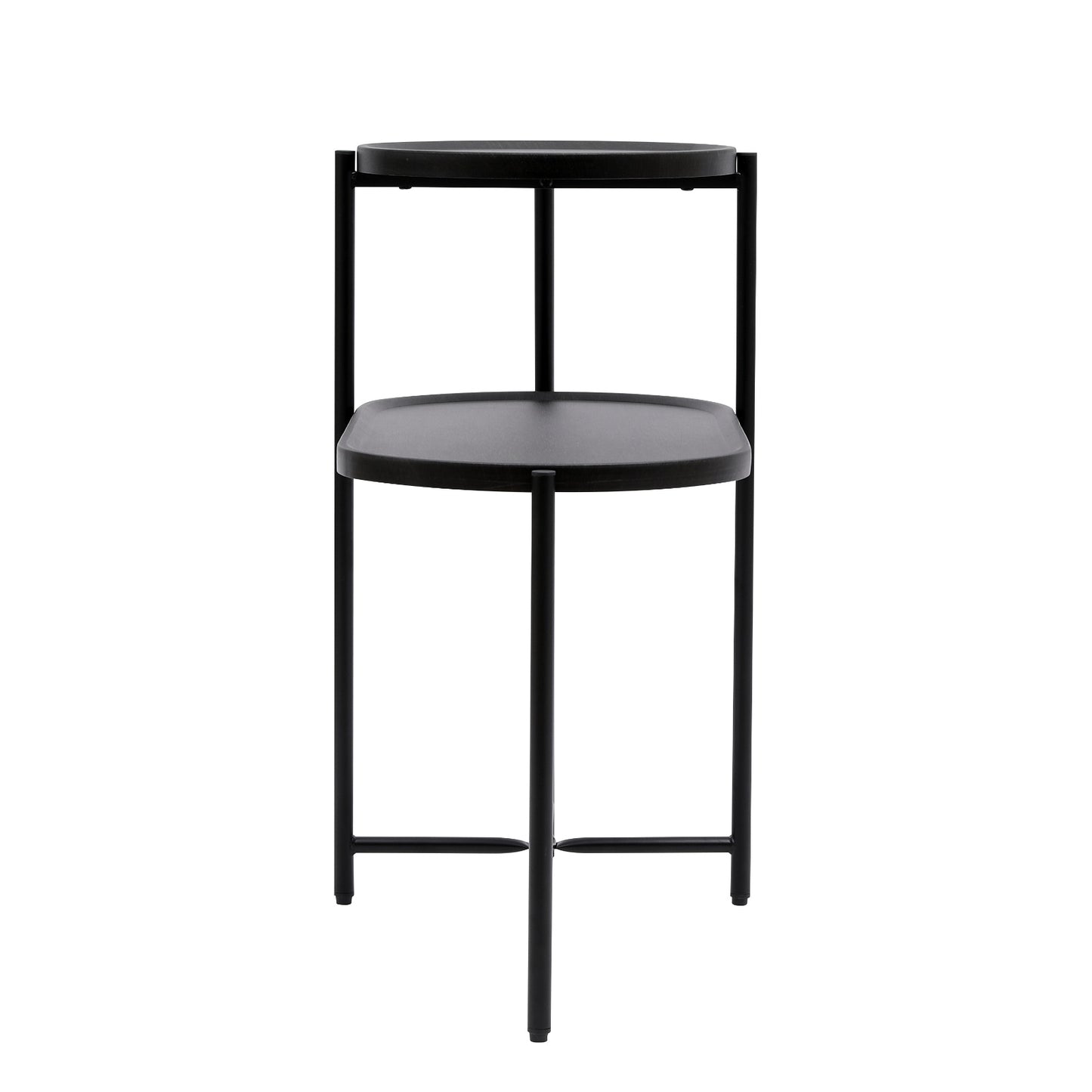 Round Coffee Table with 2-Tier Storage Tray - Black