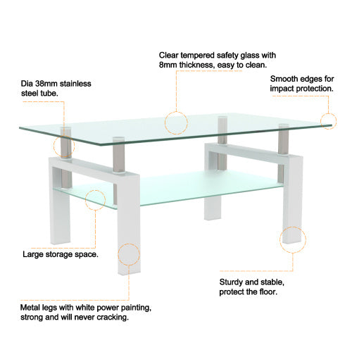 White & Clear Modern Coffee Table