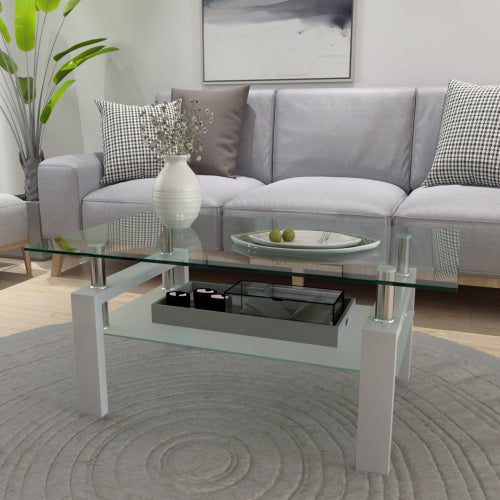 White & Clear Modern Coffee Table