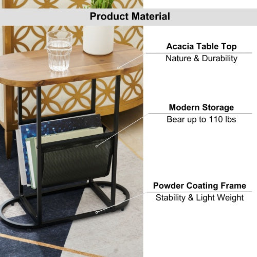 Acacia Oval Side Table – with Magazine Rack (Set of 2)