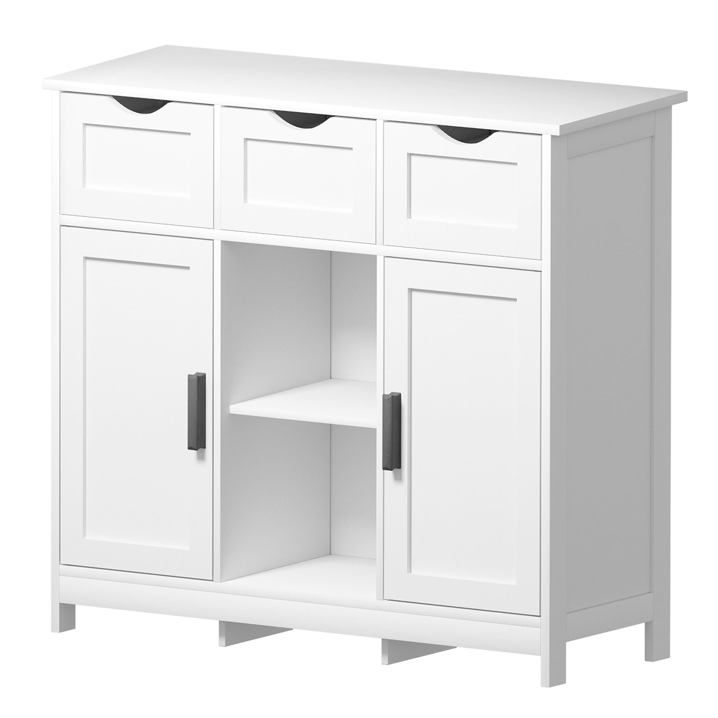 White Accent Cabinet – With Drawers & Doors for Home Storage & Decor