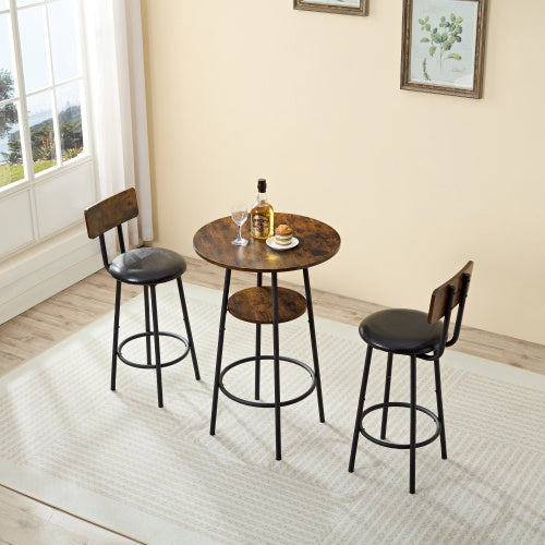 Three Piece Two Cushioned Bar Chairs With Backrests