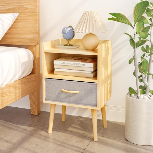 Bedside Table – With Foldable Fabric Drawers