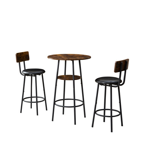 Three Piece Two Cushioned Bar Chairs With Backrests