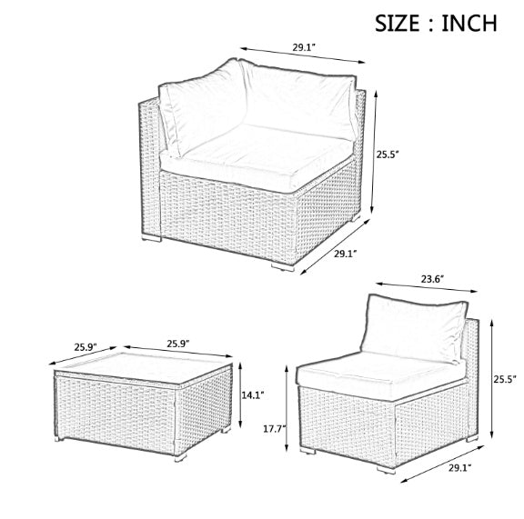 Rattan & Tempered Glass Coffee Table