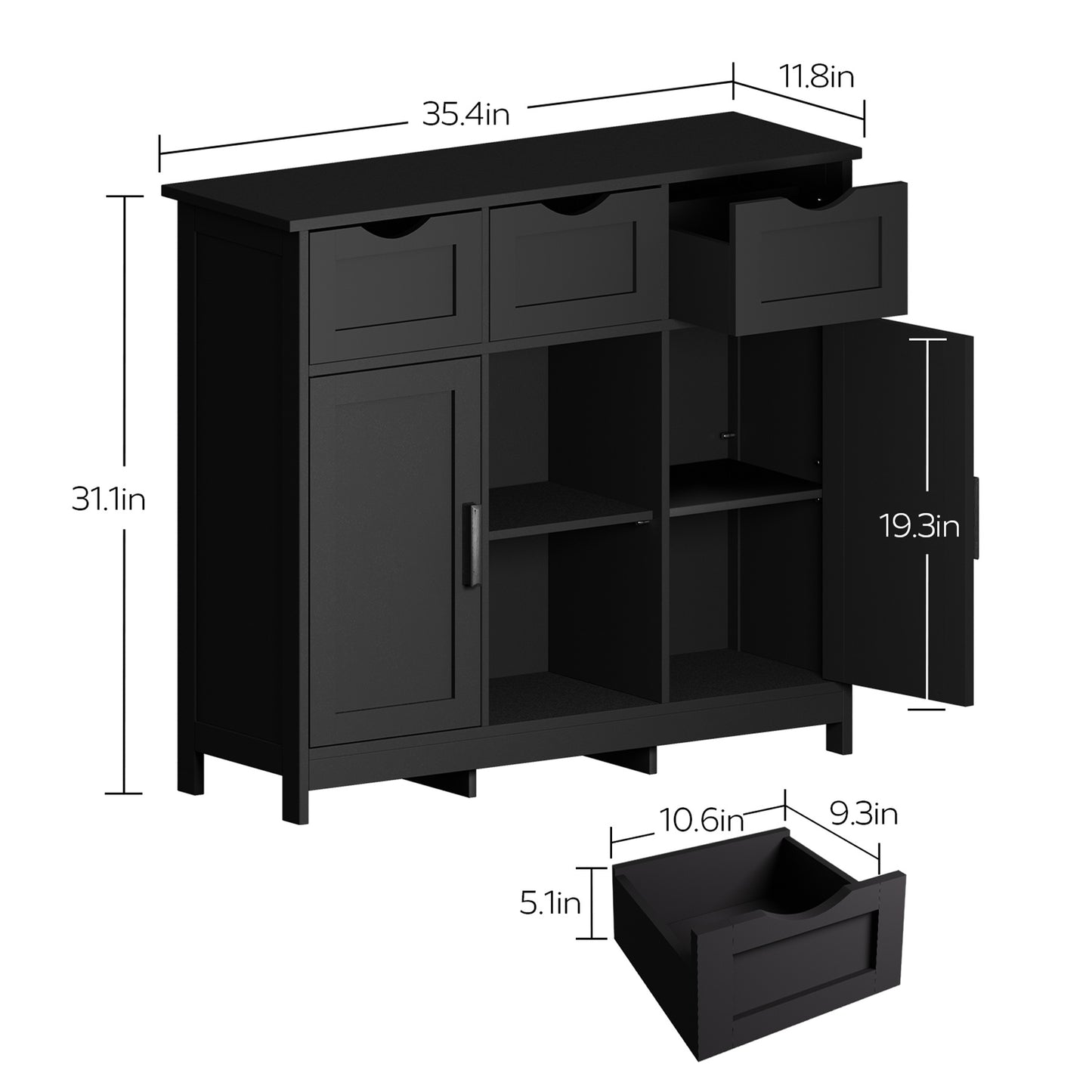 Multi-Use Storage Cabinet – Drawers & Shelves for Bedroom, Living Room, or Bath