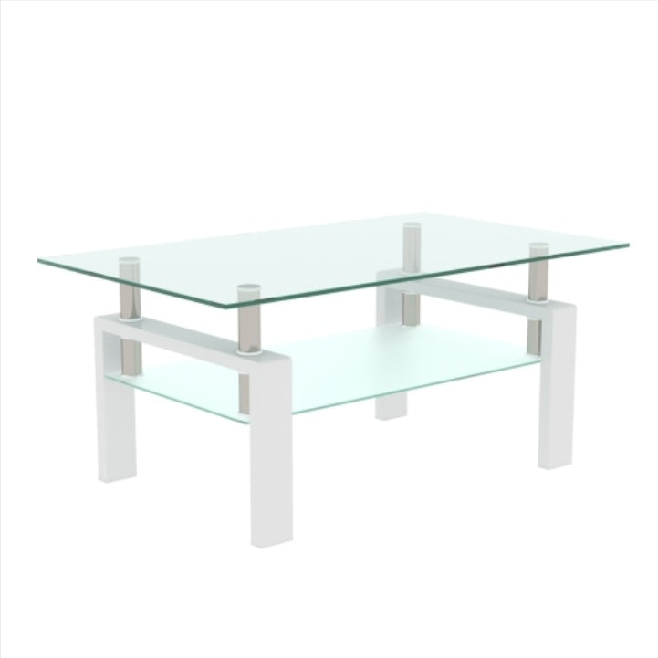 White & Clear Modern Coffee Table