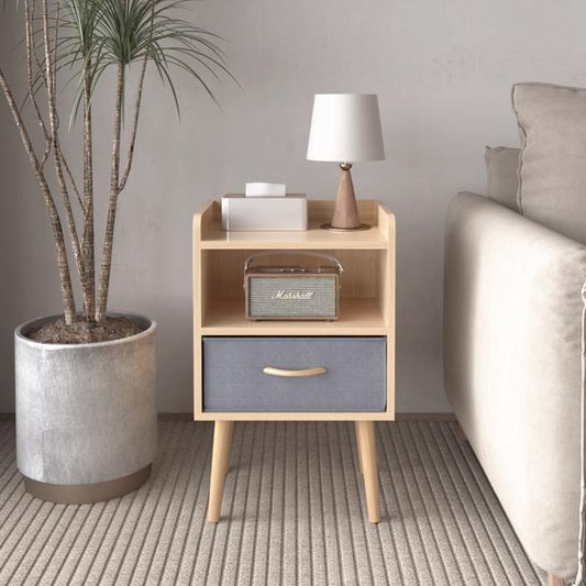 Bedside Table – With Foldable Fabric Drawers