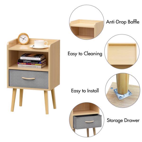 Bedside Table – With Foldable Fabric Drawers