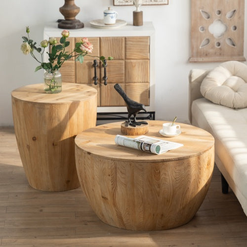 Vintage Bucket-Style Coffee Table Set